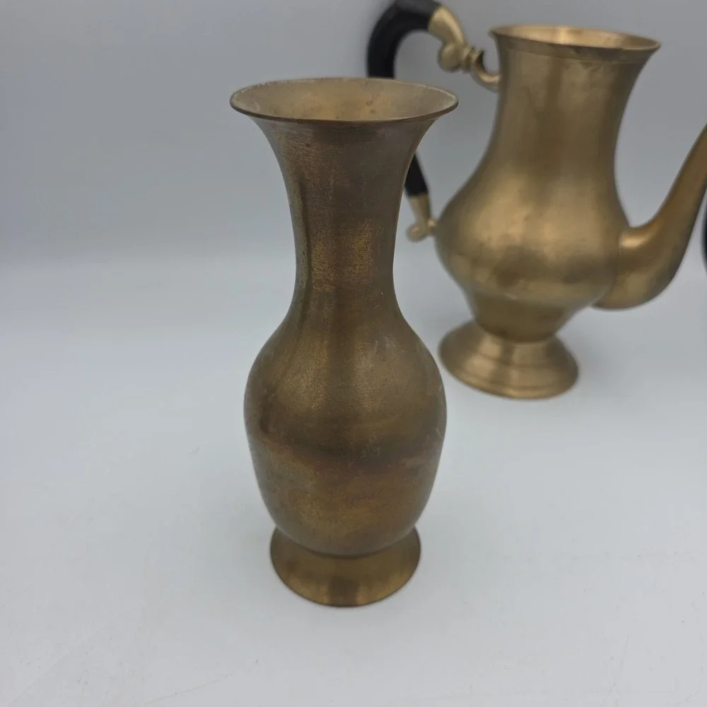 Vintage Ornate Solid Brass Etched Pitcher Made in India Lot Of 3
